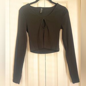 ONLY Black Keyhole Long Sleeve Blouse